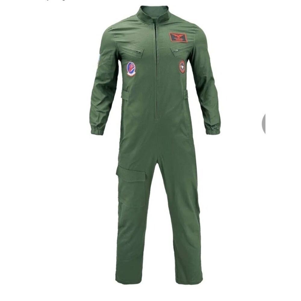 Maverick Flight Pilot Jumpsuit Halloween‎ Cosplay Costume For Adult Mens Medium